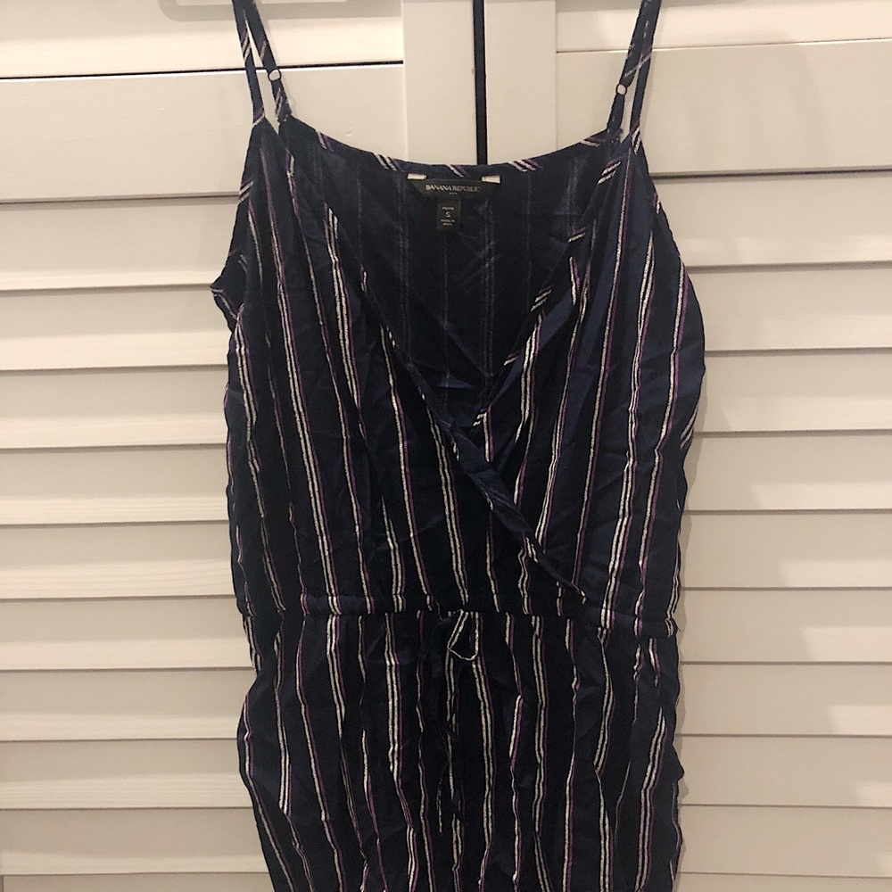 ROMPER! Dark blue with purple and white stripes